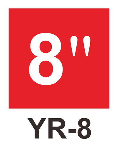 管徑尺寸自粘標籤 - YR-8 紅底白字8＂