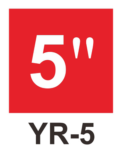 管徑尺寸自粘標籤 - YR-5 紅底白字5＂