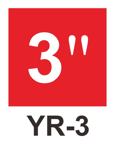 管徑尺寸自粘標籤 - YR-3 紅底白字3＂