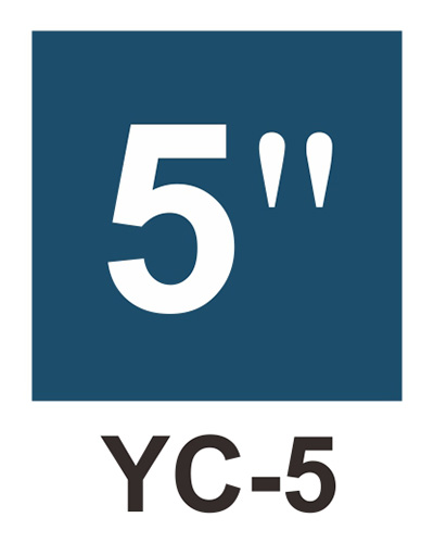 管徑尺寸自粘標籤 - YC-5 藍底白字5＂