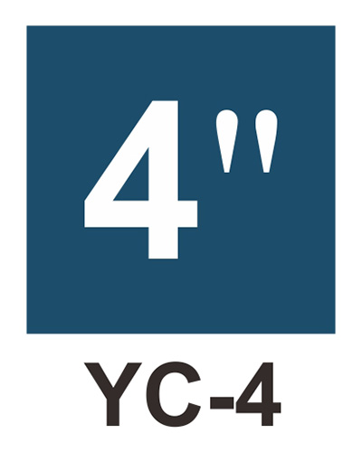 管徑尺寸自粘標籤 - YC-4 藍底白字4＂
