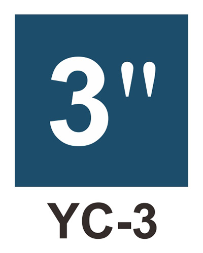 管徑尺寸自粘標籤 - YC-3 藍底白字3＂