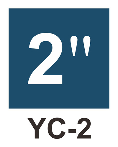 管徑尺寸自粘標籤 - YC-2 藍底白字2＂