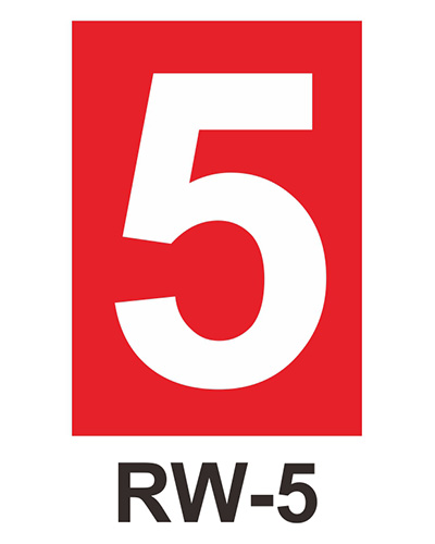數字自粘標籤 RW-5 紅底白字