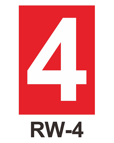 數字自粘標籤 RW-4 紅底白字